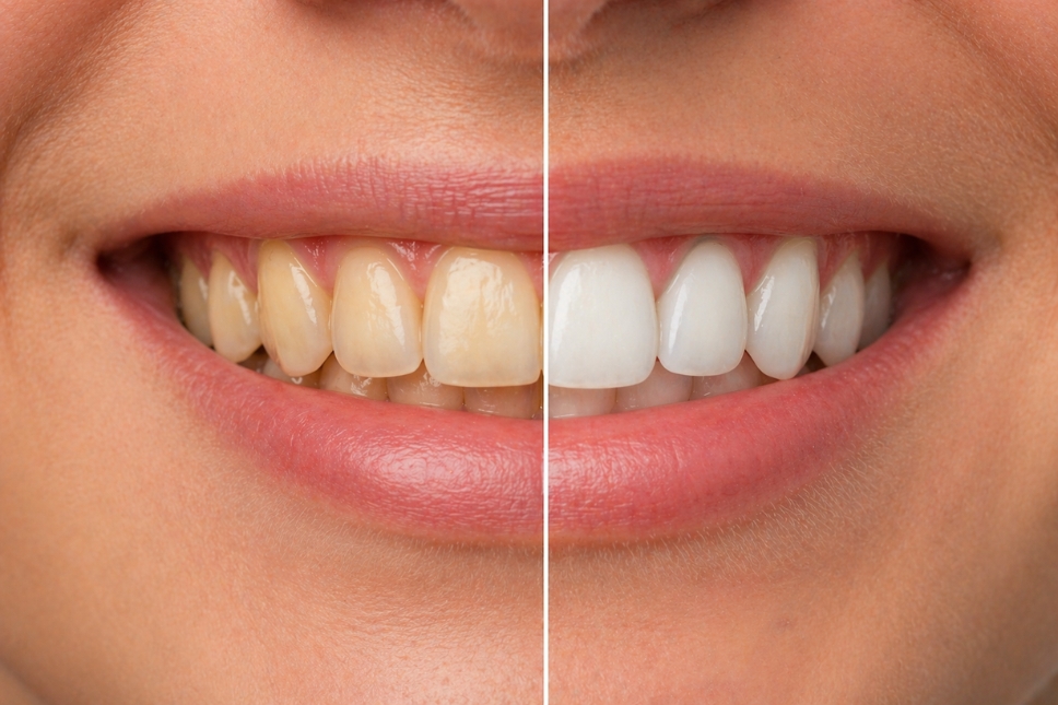 Sonrisa antes y después de tomar café